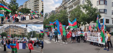 Azərbaycanlılar Avropa Şurasının mənzil-qərargahı qarşısında etiraz yürüşü keçirdi